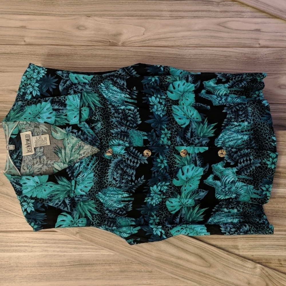 🐢Just In Thyme Ltd. Women's Sleeveless Button Down Shirt Size 14